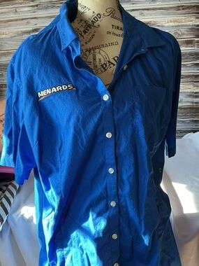 ⭐ Menards Blue Work Shirt Button Down Uniform Short Sleeve